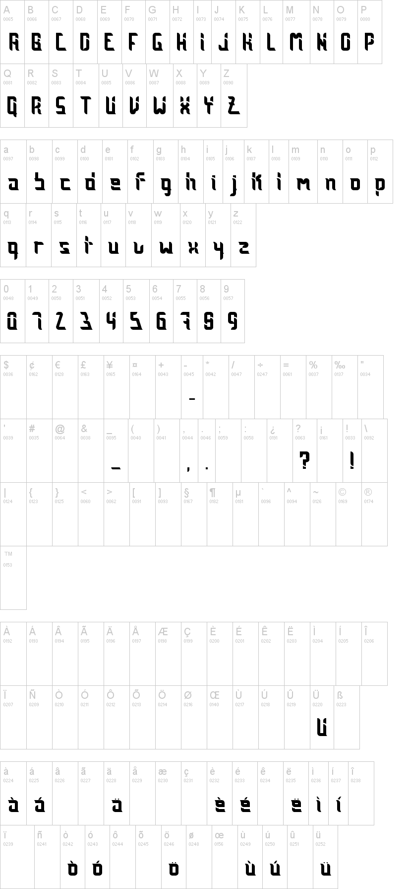 Jent字符映射图