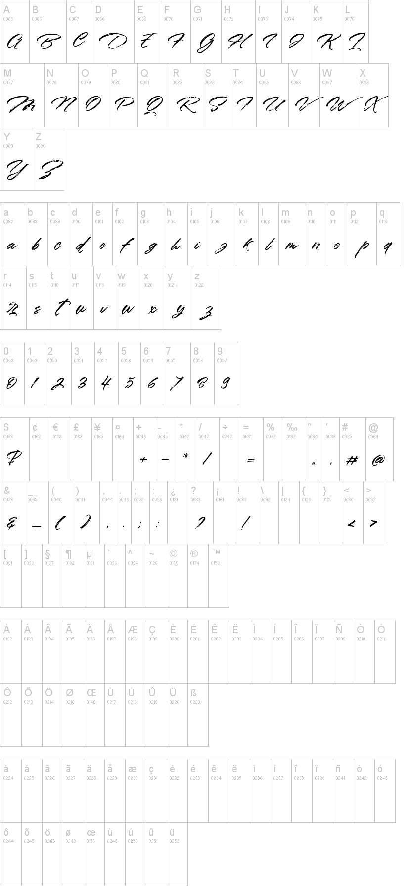 Styledeep Brush字符映射图