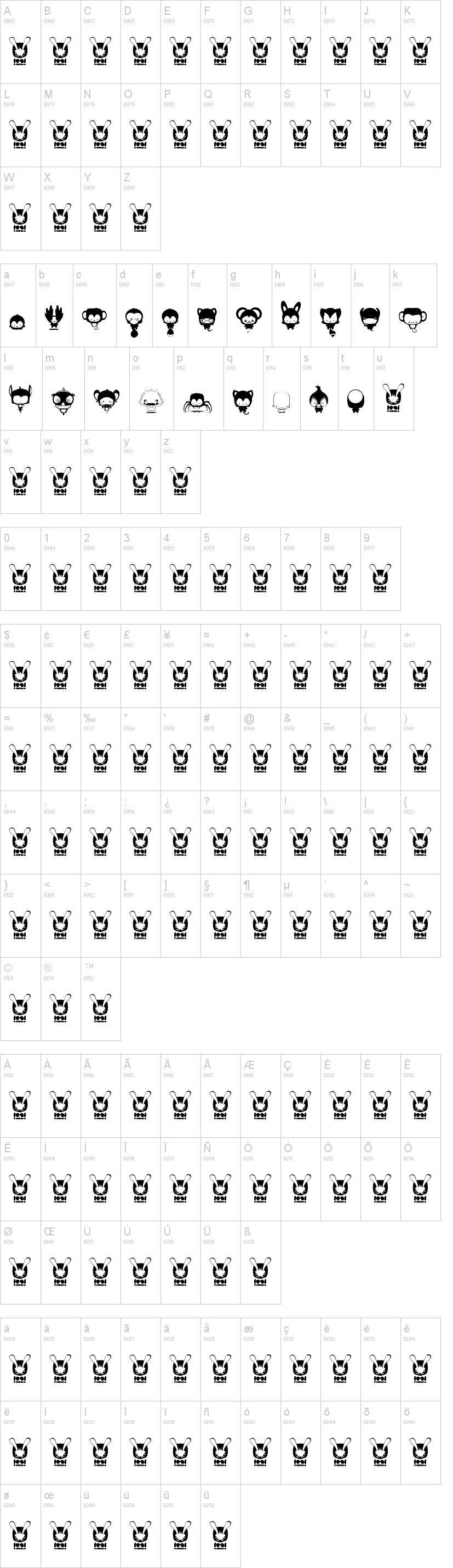 Animal Kai字符映射图
