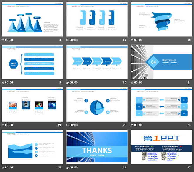 蓝色商务建筑背景的工作总结汇报PPT模板（3）