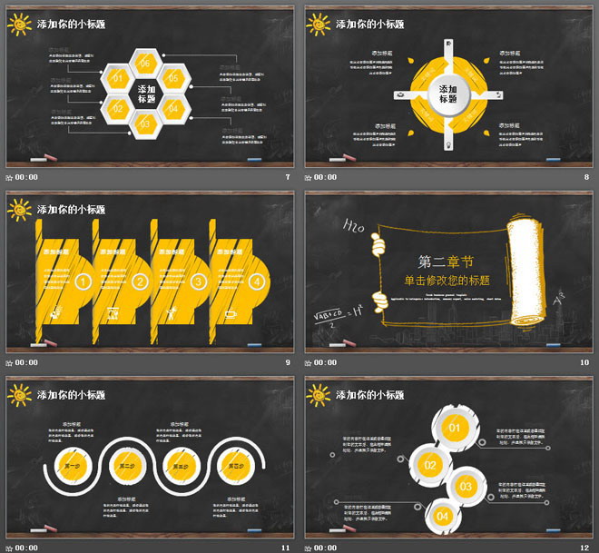 黑板粉笔手绘风格的创意教师说课PPT模板（3）