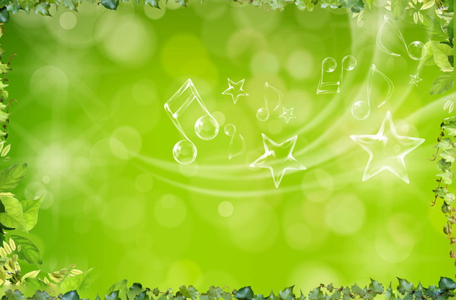 Vines transparent musical note PPT background border