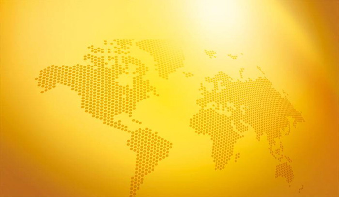 Golden world map dot matrix PPT background picture