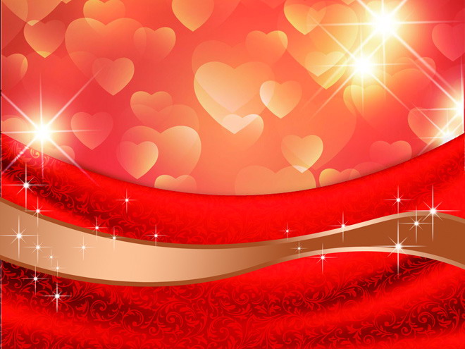 Red pattern heart-shaped pattern PPT background picture