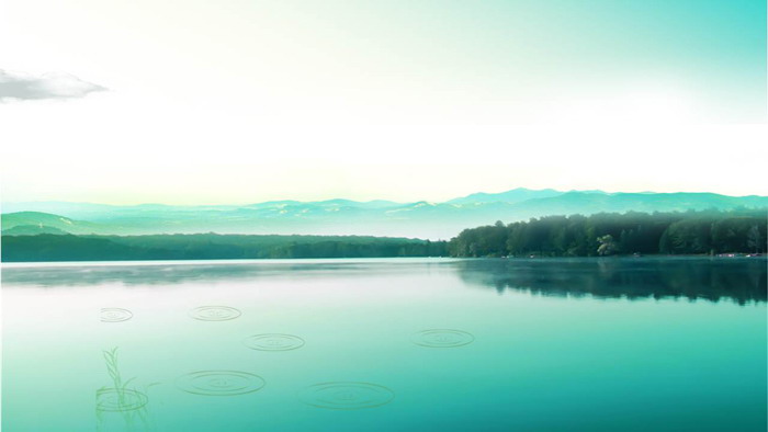 Two elegant lake and mountain natural scenery PPT background pictures
