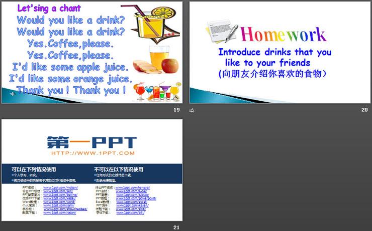 《I'd like some apple juice》Food and Drinks PPT（5）