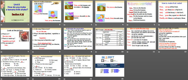 《How do you make a banana milk shake?》PPT课件14
（2）