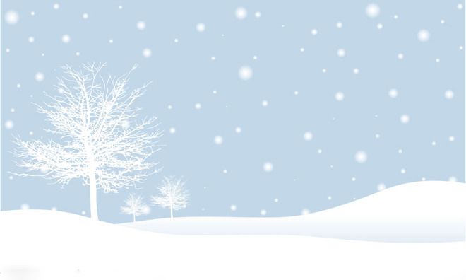 兩張雪地大樹雪花淡雅PPT背景圖片
