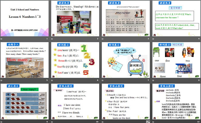 《Numbers 1~5》School and Numbers PPT（2）