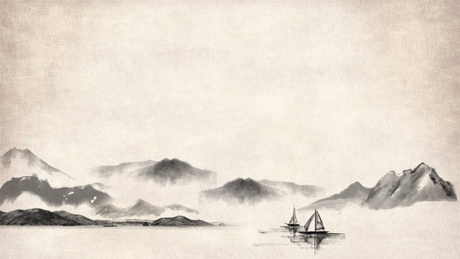 六张水墨山水画古典中国风PPT背景图片（4）