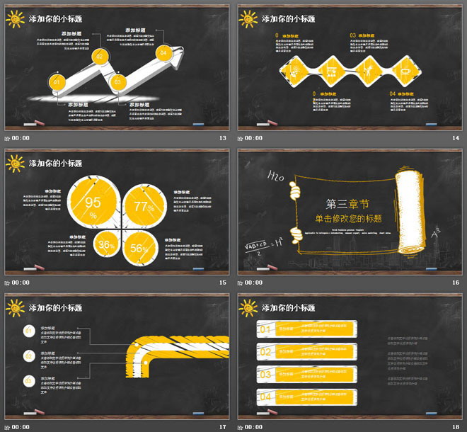 黑板粉笔手绘风格的创意教师说课PPT模板（4）