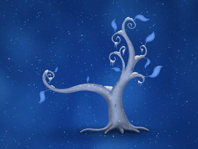 Blue starry sky three-dimensional trees slideshow background picture