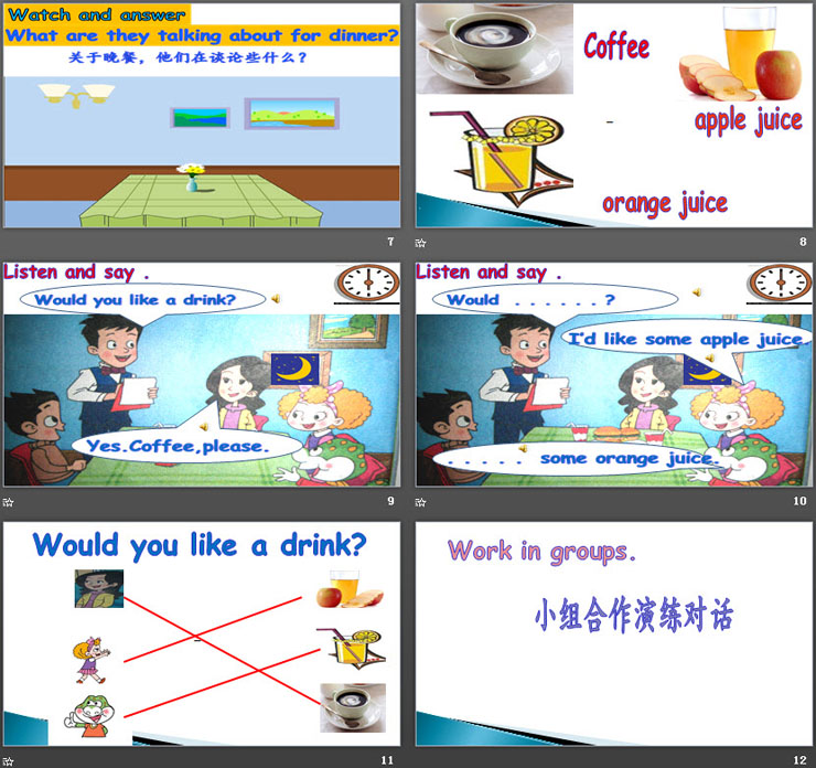 《I'd like some apple juice》Food and Drinks PPT（3）