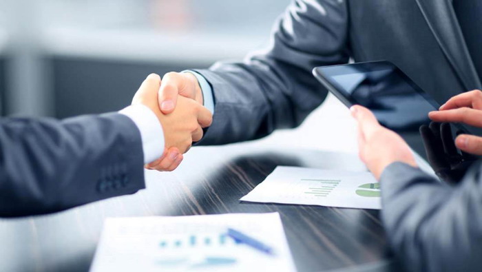 Business negotiation cooperation handshake PPT background picture