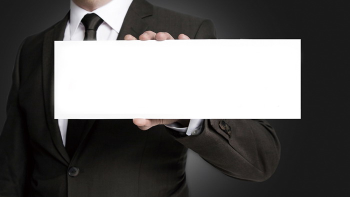White-collar PPT background picture with white text box in hand