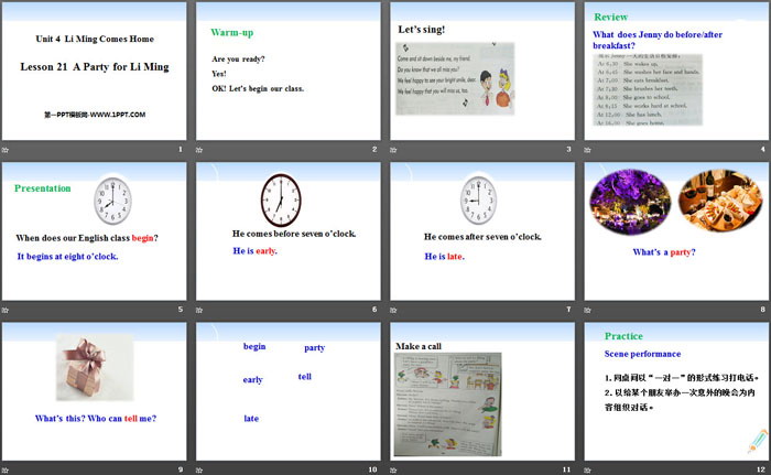 《A Party for Li Ming》Li Ming Comes Home PPT（2）