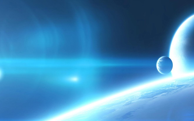 A group of beautiful blue starry sky planet PPT background pictures
