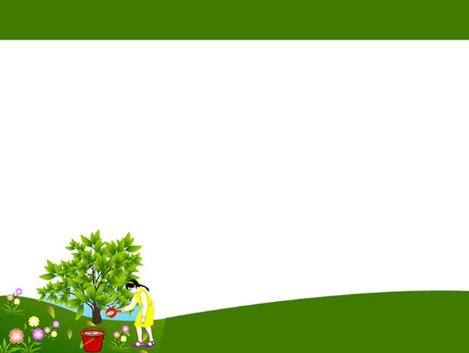 Cartoon character flowers and trees PPT background picture