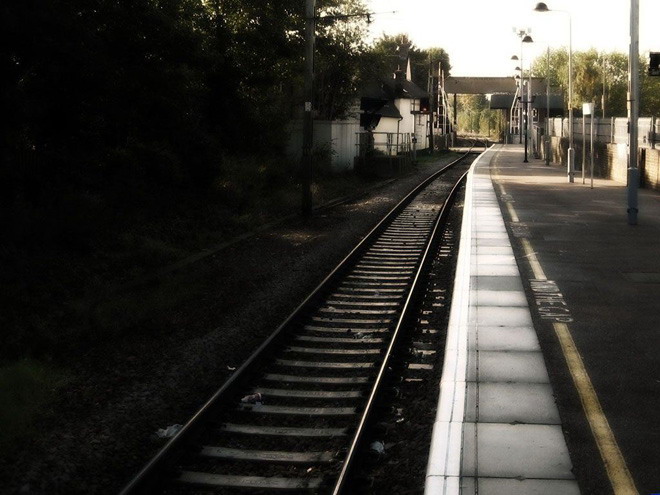 Retro railroad tracks slideshow background image