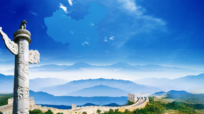 Mountains and Great Wall Huabiao background picture
