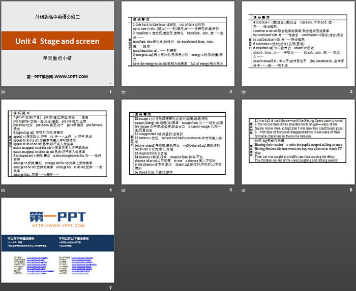 《Stage and screen》单元重点小结PPT（2）