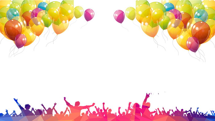 Fashion colorful balloons and people silhouette PPT background picture
