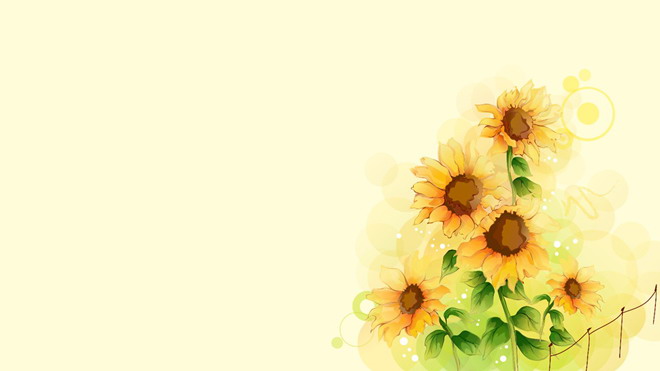 Four unique-beautiful hand-painted sunflower PP-T background pictures