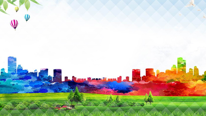 Color rendering city silhouette PPT background image