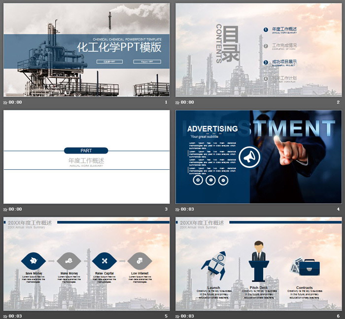 化工厂背景的工业PPT模板（2）