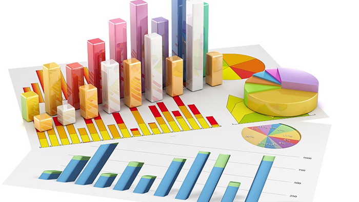 Colorful three-dimensional data chart PPT background picture
