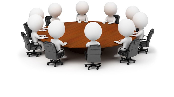 White villain sitting at the conference table PPT background picture