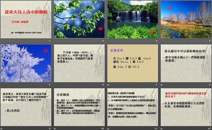 《唐宋大诗人诗中的物候》PPT
（2）