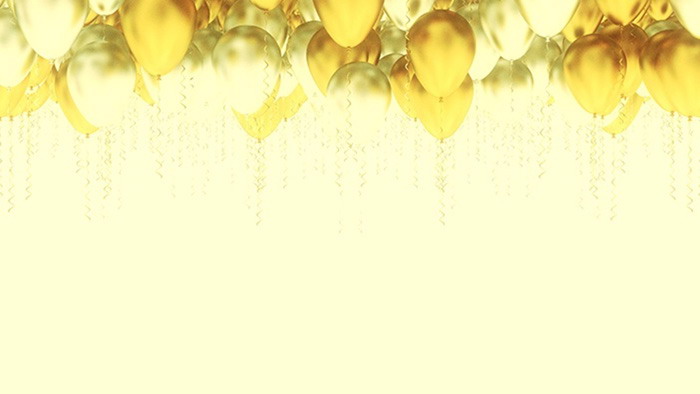 三张金色气球幻灯片背景图片（2）