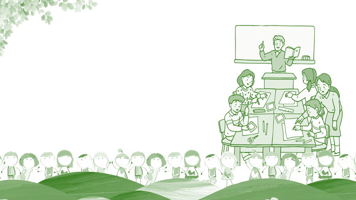 Green hand-painted classroom PPT background picture