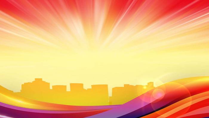 Colorful abstract city silhouette PPT background picture