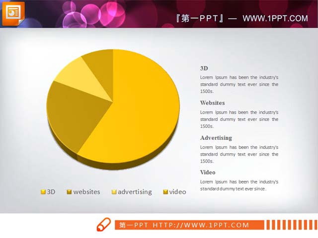 A group of exquisite 3D three-dimensional pie chart PPT material download