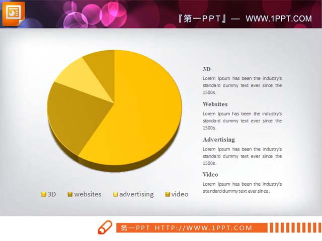 一组精美的3d立体饼状图PPT素材下载