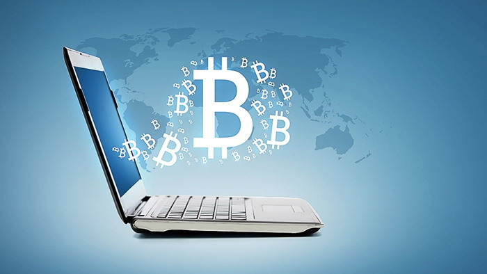 Laptop bitcoin PPT background picture