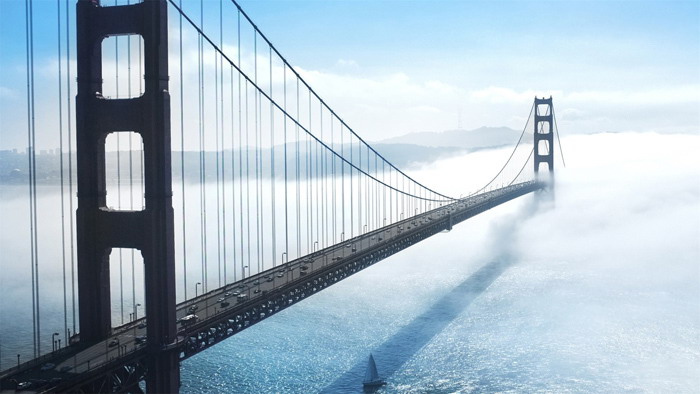 Five exquisite cross-sea bridge PPT background pictures