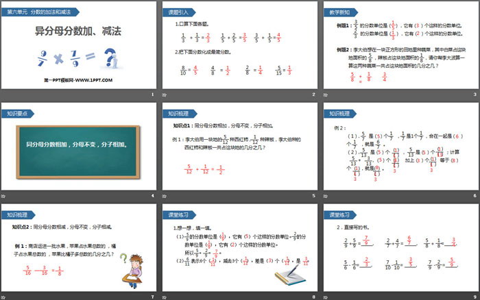 《异分母分数加、减法》分数的加法和减法PPT（2）