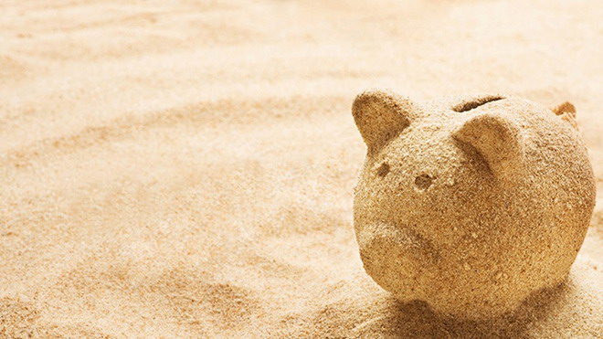 Financial management industry PPT background picture with little golden pig background