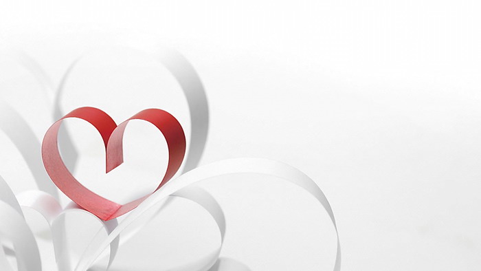 Simple heart-shaped paper-cut pattern PPT background picture