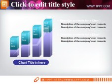 Three-dimensional business column chart PPT template download