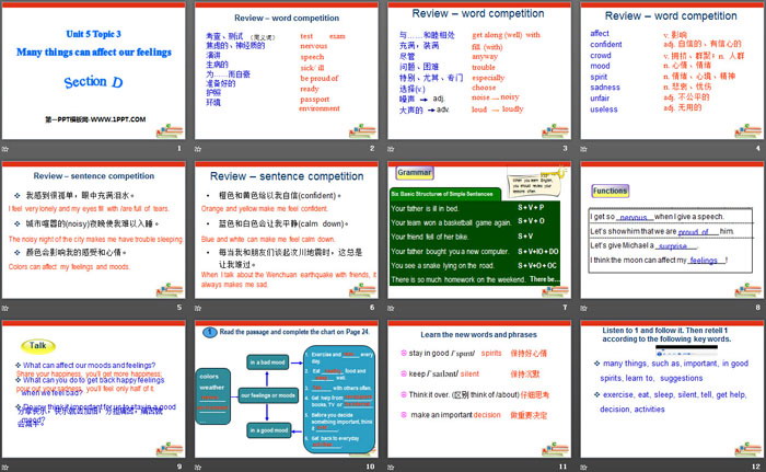 《Many things can affect our feelings》SectionD PPT（2）