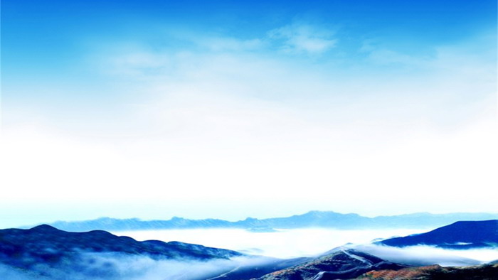 Blue sky and white clouds mountains PPT background picture