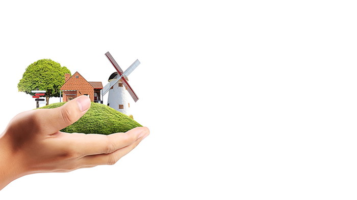 Holding a windmill cottage PPT background picture