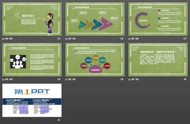 绿色手绘风格的教师教学设计说课PPT模板（4）