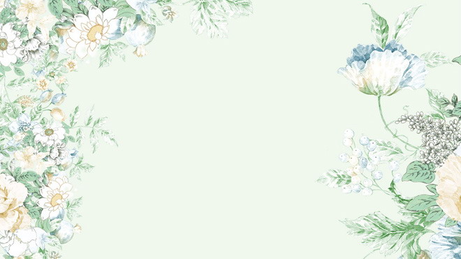 兩張綠色清新唯美花卉藝術PPT背景圖片