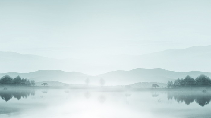 淡雅群山湖泊PPT背景圖片