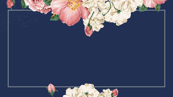 五張復古文藝花卉PPT邊框背景圖片